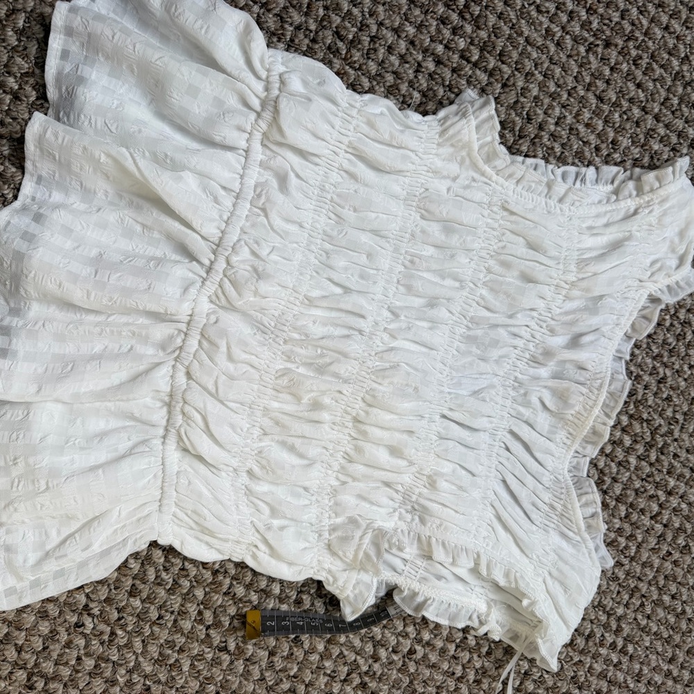 White Ruffled Sleeveless Top - Picture 2 of 2